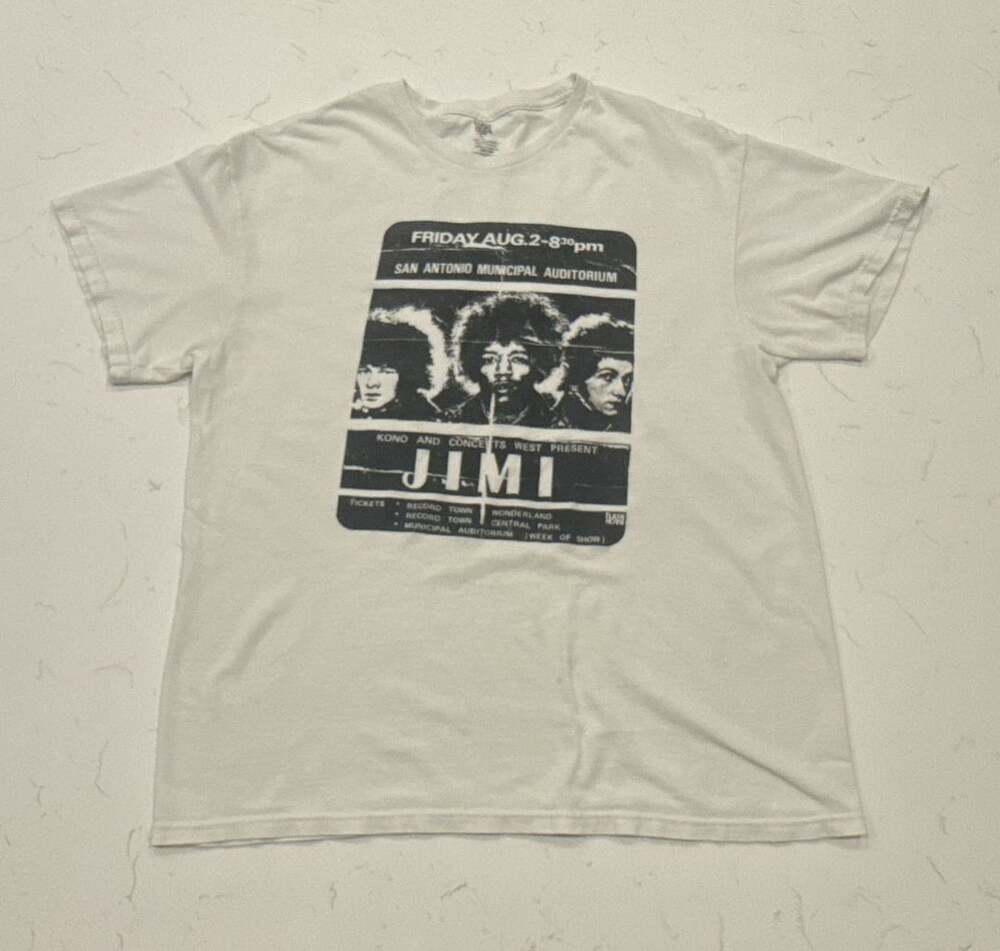 Flashback Jimi Hendrix Experience Graphic T-Shirt Size L White